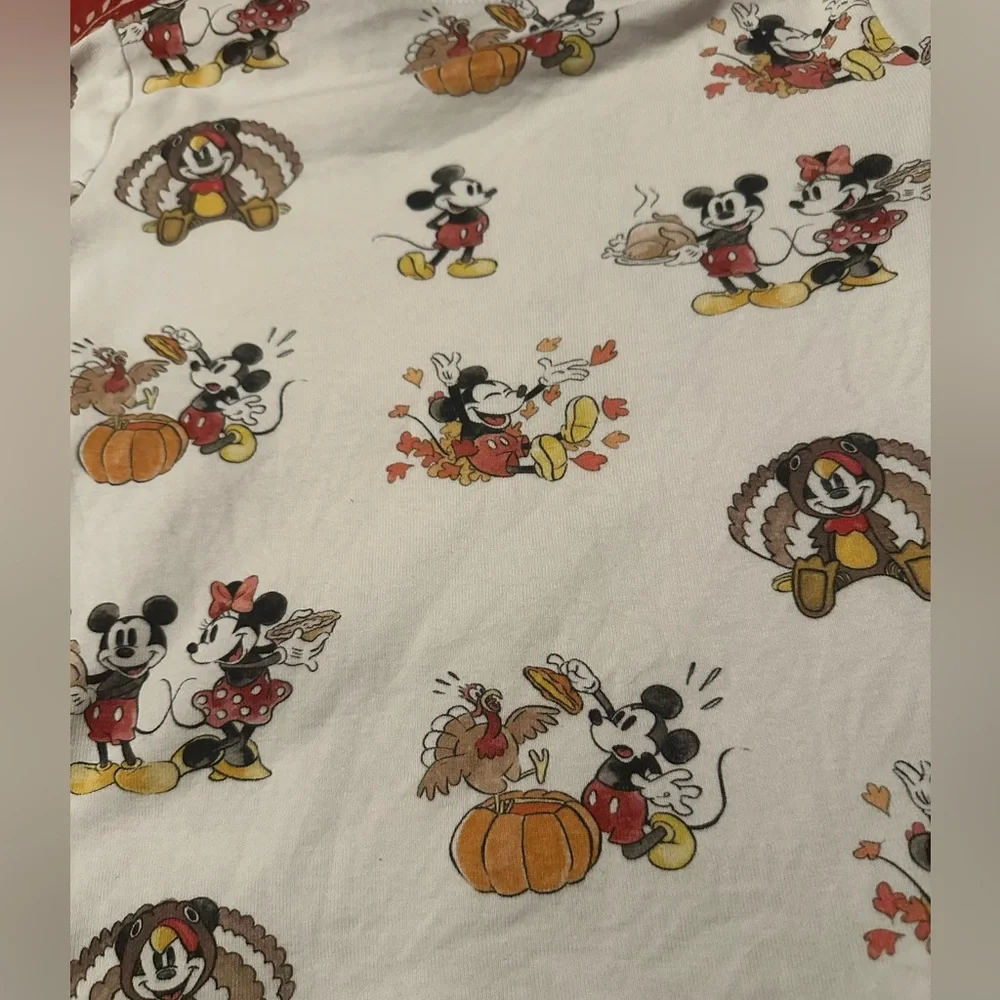 Pottery Barn Kids x Mickey & Minnie Thanksgiving Pajama Top Kids Sz 8 Organic‎